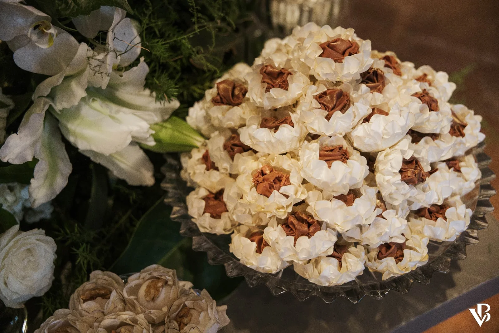 A detail of Lebbeke's artisanal bonbons at Ana and Arthur's wedding.