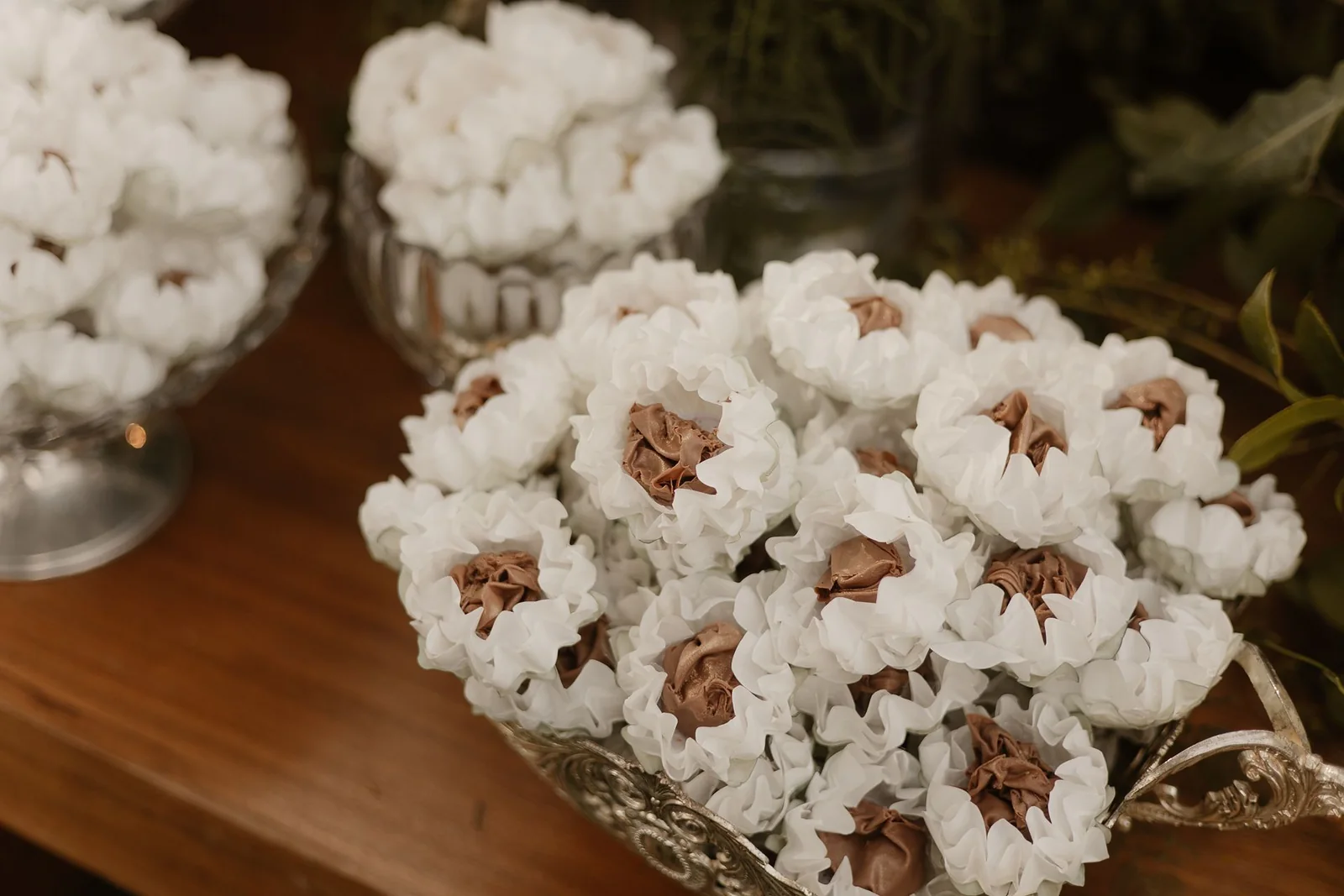 Milk chocolate bonbons in white liners